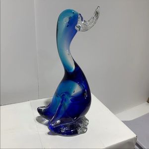 Vintage Murano Handmade Venetian Glass Duck - Bird Blue 9” Paperweight